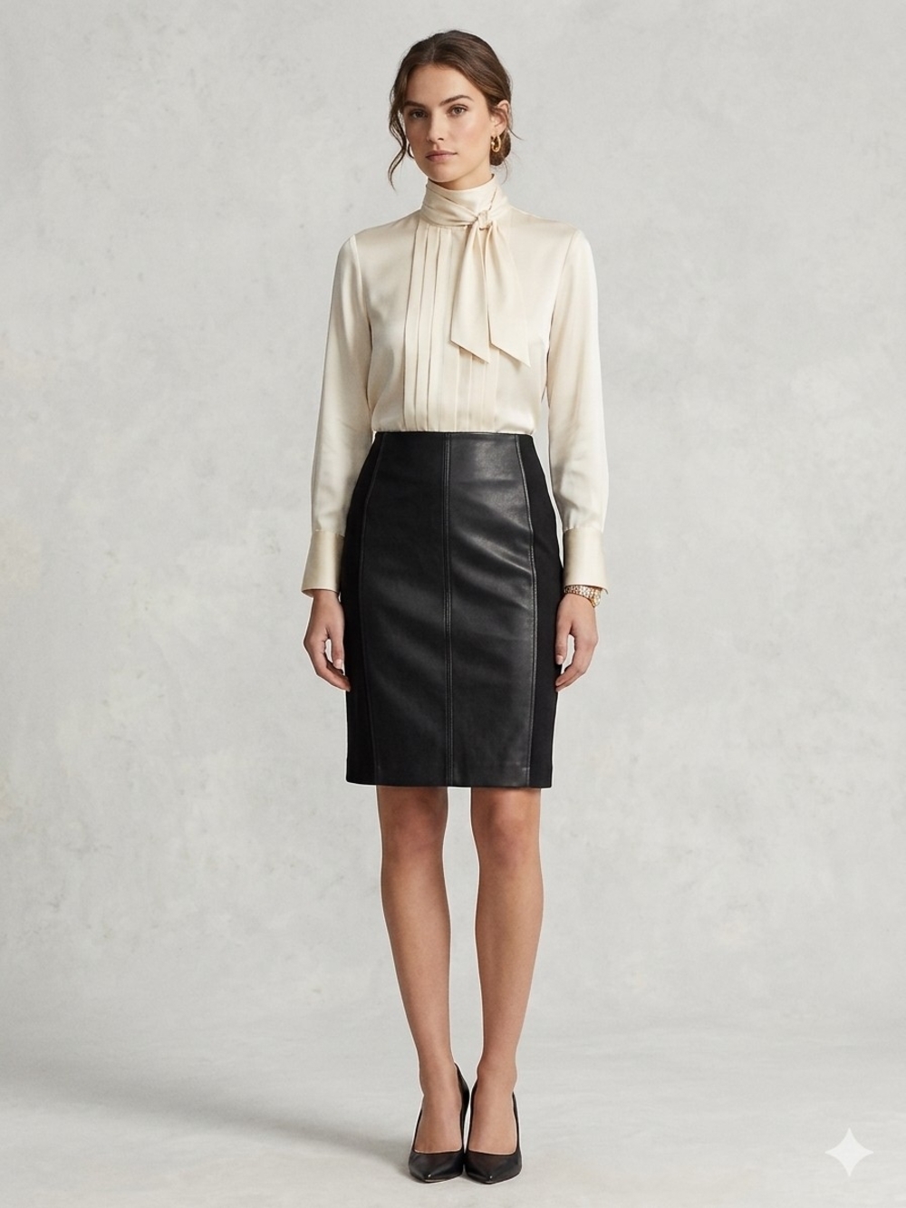 Black Faux Leather Pencil Skirt - Sleek Work-to-Evening Style